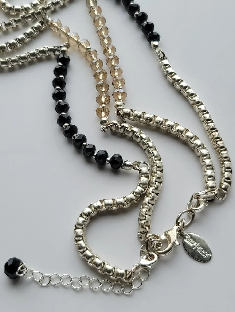 White House Black Market, Faceted Glass & Silvertone 2 Necklaces, Convertible